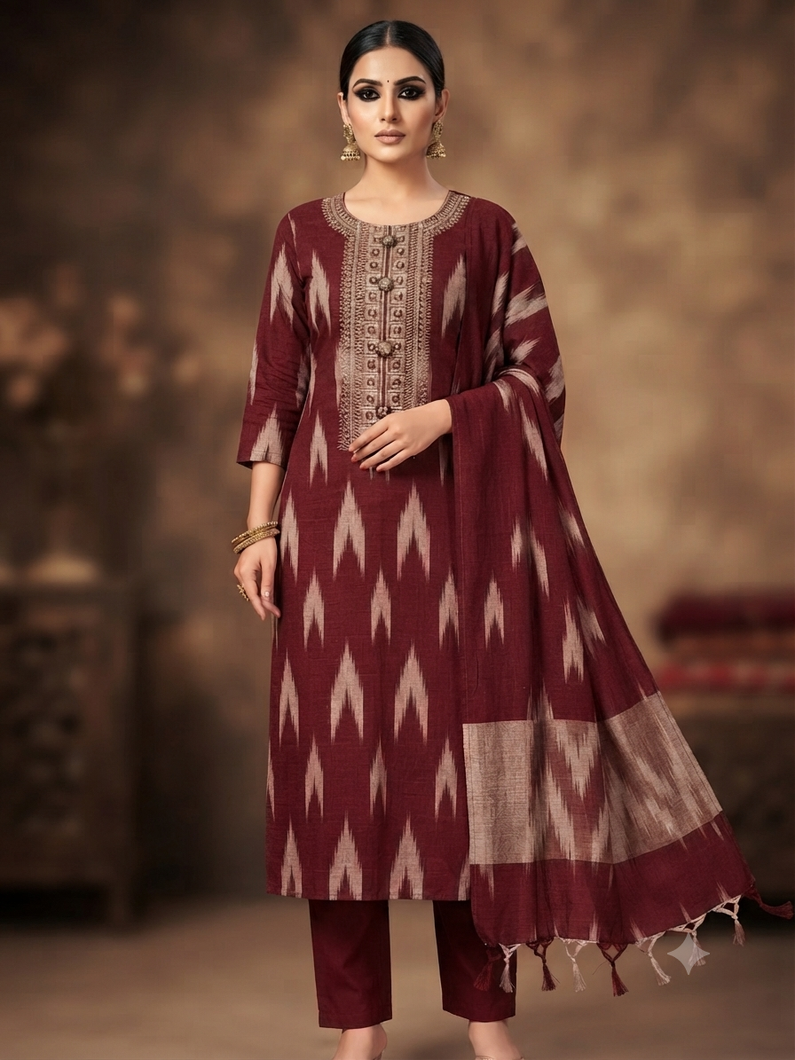 Maroon Ikat