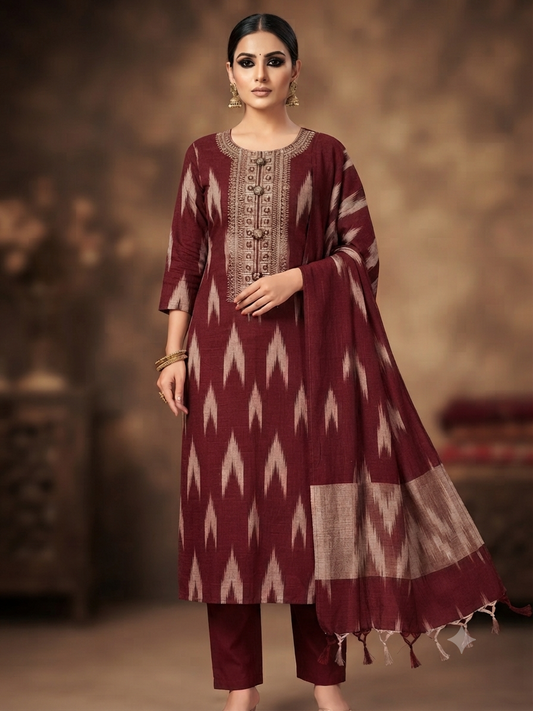 Maroon Ikat